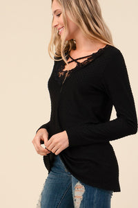 CROSS SPAGHETTI LACE TUNIC TOP - BLACK. Clearance! Final sale! Was $28 now only $18!