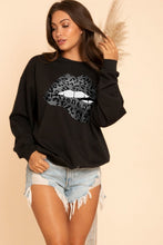 High quality sweatshirts with leopard lace lip - Black, Charcoal or Grey