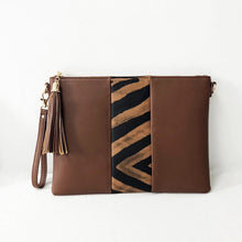 Vegan Leather Clutch/ Crossbody with Zebra Stripe - Black or Brown