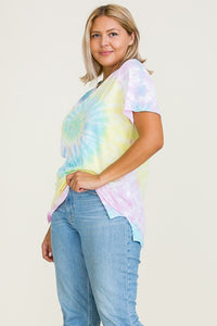 PLUS TIE DYE BUTTERFLY FLOWER TOP