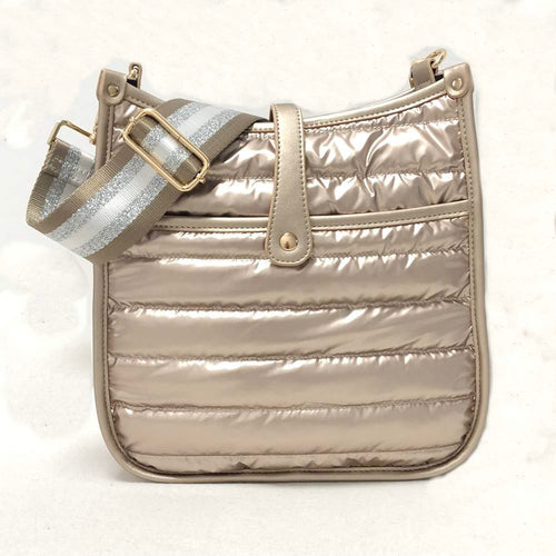 Gold Matte Metallic Puffer Crossbody