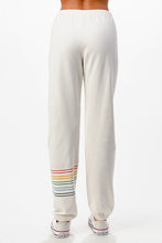 Knit jogger pants with rainbow stripe detail - White