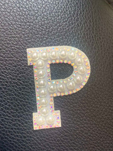 2 Inch Pearl Rhinestone Letters Adhesive Stickers - White
