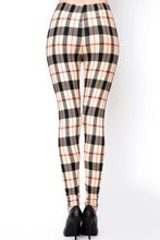 Kids Tan Plaid Print Brushed Leggings