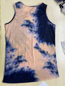 Crisscross tie-dye tanks - Navy/Pink or Turquoise/Lime