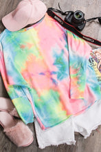 TIE-DYE TOP WITH A BOAT NECKLINE, DOLMAN LONG SLEEVES - MULTI