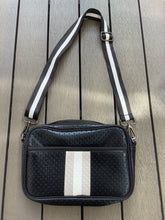 Metallic Black with Stripe Neoprene Crossbody Bag