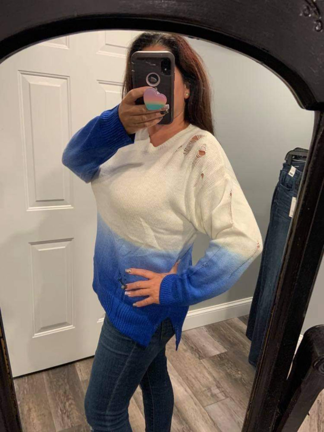 Ripped gradient sweater -  Cobalt Blue, Jade or Latte