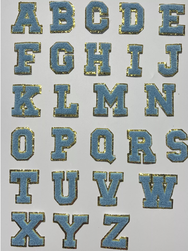 5CM Chenille Letters Adhesive Stickers - Light Blue