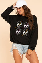 Skull with thunder printed top -  Black, Charcoal or Heather Grey