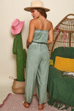 Off Shoulder Washed Jumpsuit - Beige or Ice Green