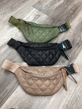 Quilted Puffer Fanny Pack - Tan, Black or Olive