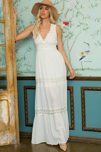 SURPLUS CROCHET LACE WOVEN MAXI DRESS -WHITE OR BLACK