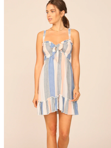 OCEAN DRIVE CLEARWATER MULTI STRIPE SMOCKED BACK RUFFLE DRESS