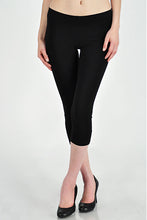 T-PARTY BASIC CAPRI ELASTIC WAISTBAND SOLID LEGGINGS -  BLACK