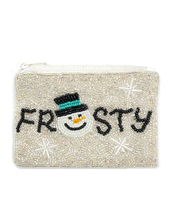 FROSTY Beaded Coin Pouch