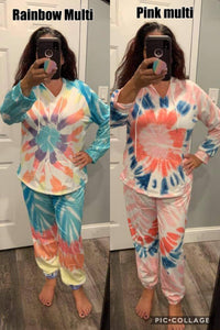 Tiedye Lounge Set - Rainbow Multi or Pink Multi. Clearance! Final sale! Was $50 now $25