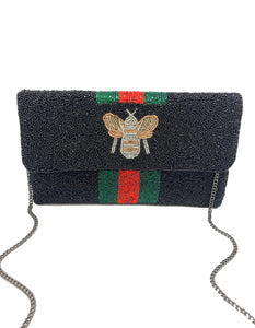 Bee Black Beaded Clutch Bag ❤️🐝💚