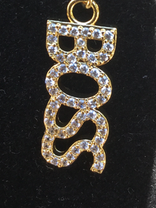 Boss Gold Bling Charm on Adjustable Gold Chain