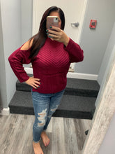 Cold Shoulder Knitted Sweater - Black or Wine