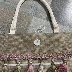 Hello Weekend Linen Tassel Lightweight Shoulder Bag