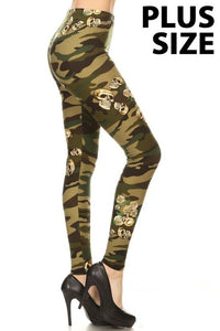 Army Skulls Green Camouflage- Plus Leggings