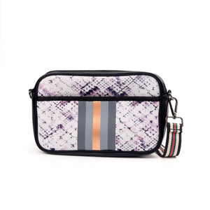 Light Snake with Copper Stripe Neoprene Crossbody Bag