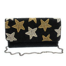 Star Hand Beaded Clutch Crossbody - Black or Ivory