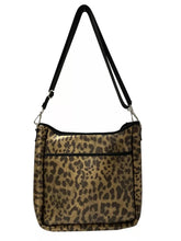 Neoprene Messenger with Solid Black Strap - Metallic Bronze Leopard