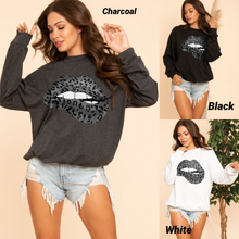 High quality sweatshirts with leopard lace lip - Black, Charcoal or Grey