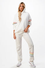 Knit jogger pants with rainbow stripe detail - White