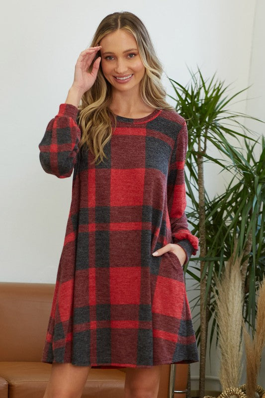 Too Good to be True Plaid Sweater Dress - Red/Black or Ivory/Black