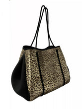 Leopard Gold Metallic with Black Sides Neoprene Tote