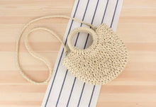 Summer Straw Woven Bags Round Handle Shoulder/ Clutch - Natural or Taupe