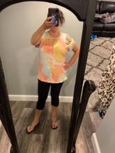 White Birch short sleeve tie dye knit top with a round neck featuring a loose fit and a cut out detail - MINT or  CORAL. CLEARANCE FINAL SALE!