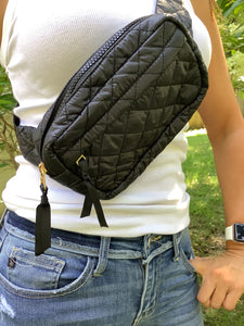 QUILTED BELT BAG FANNY BAG WAIST BAG - BLACK OR NAVY