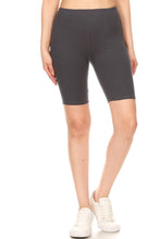 Solid, high waisted, biker shorts in a fitted style with an elastic waistband - Black