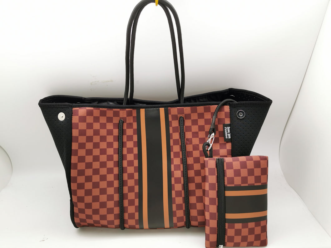 Checkerboard Print Neoprene Tote