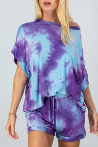 TIE DYE DOLMAN TOP N BOTTOM SET - 💚 JADE/PURPLE 💜. Clearance!