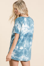 TIE DYE FRENCH TERRY DEEP U NECK TOP - Charcoal Black or Denim Blue