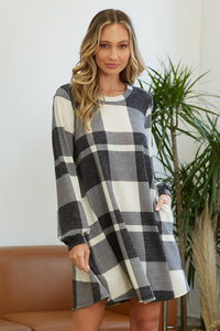 Too Good to be True Plaid Sweater Dress - Red/Black or Ivory/Black