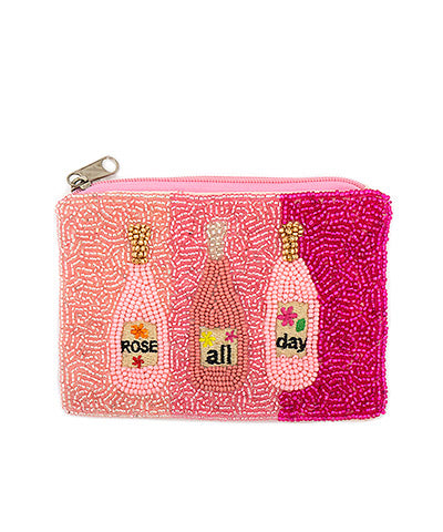 ROSE ALL DAY Bottle Beaded Coin Pouch