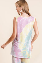 SLEEVELESS TIE DYE FRENCH TERRY KNIT TOP - MULTI