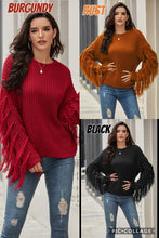 Fringe Sweater - Black, Burgundy or Rust. clearance! Final sale!