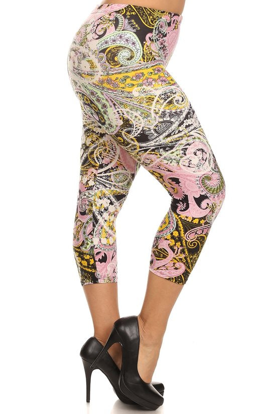 Multi Color Paisley Plus Capri