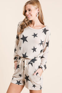 STAR PRINT SWEATER KNIT TOP - Lavender, Sage or Taupe