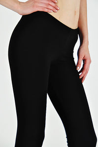 T-PARTY BASIC CAPRI ELASTIC WAISTBAND SOLID LEGGINGS -  BLACK