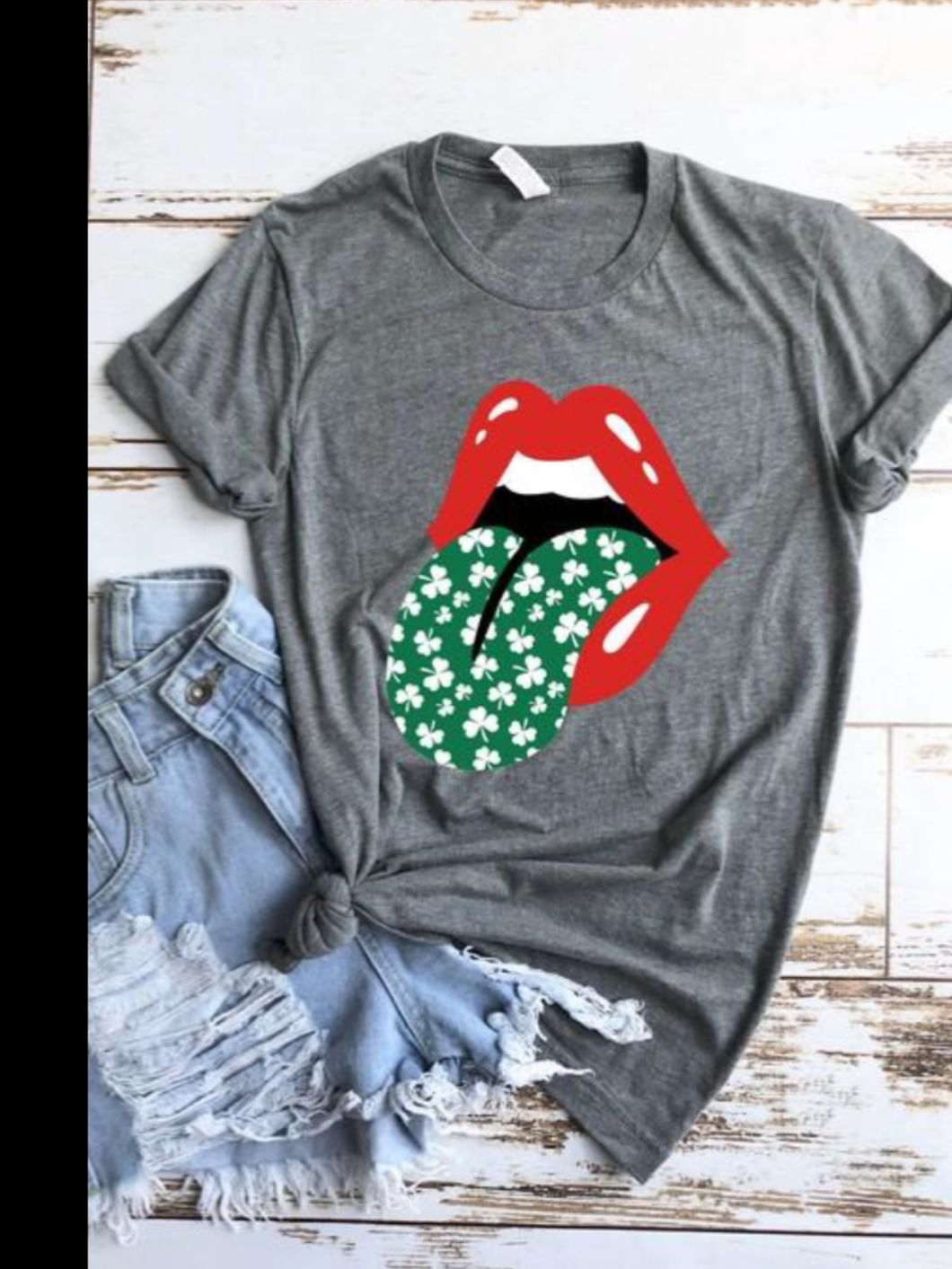 Shamrock Tongue Rock and Roll tee ☘️