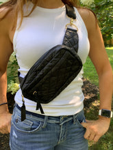 QUILTED BELT BAG FANNY BAG WAIST BAG - BLACK OR NAVY