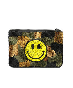 Smile & Camo pattern Coin Pouch - Green or Pink